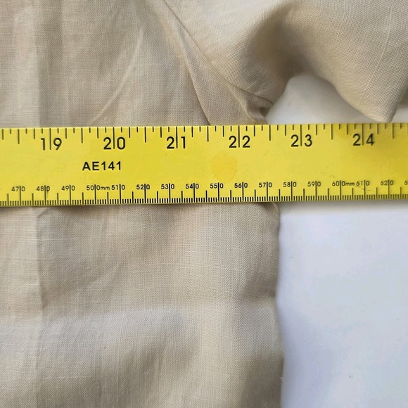 Men's Guayabera Casual Shirt Small S Embroidery Trim Long Sleeves Beige Tan - Picture 8 of 13